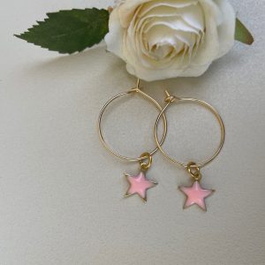 orecchini-cerchietto-oro-stelline-rosa