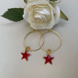 orecchini-cerchietto-oro-stelline-rosso